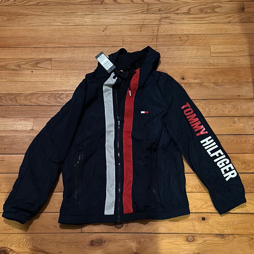Tommy Hilfiger woman’s Blue Jacket with Red and White Accents